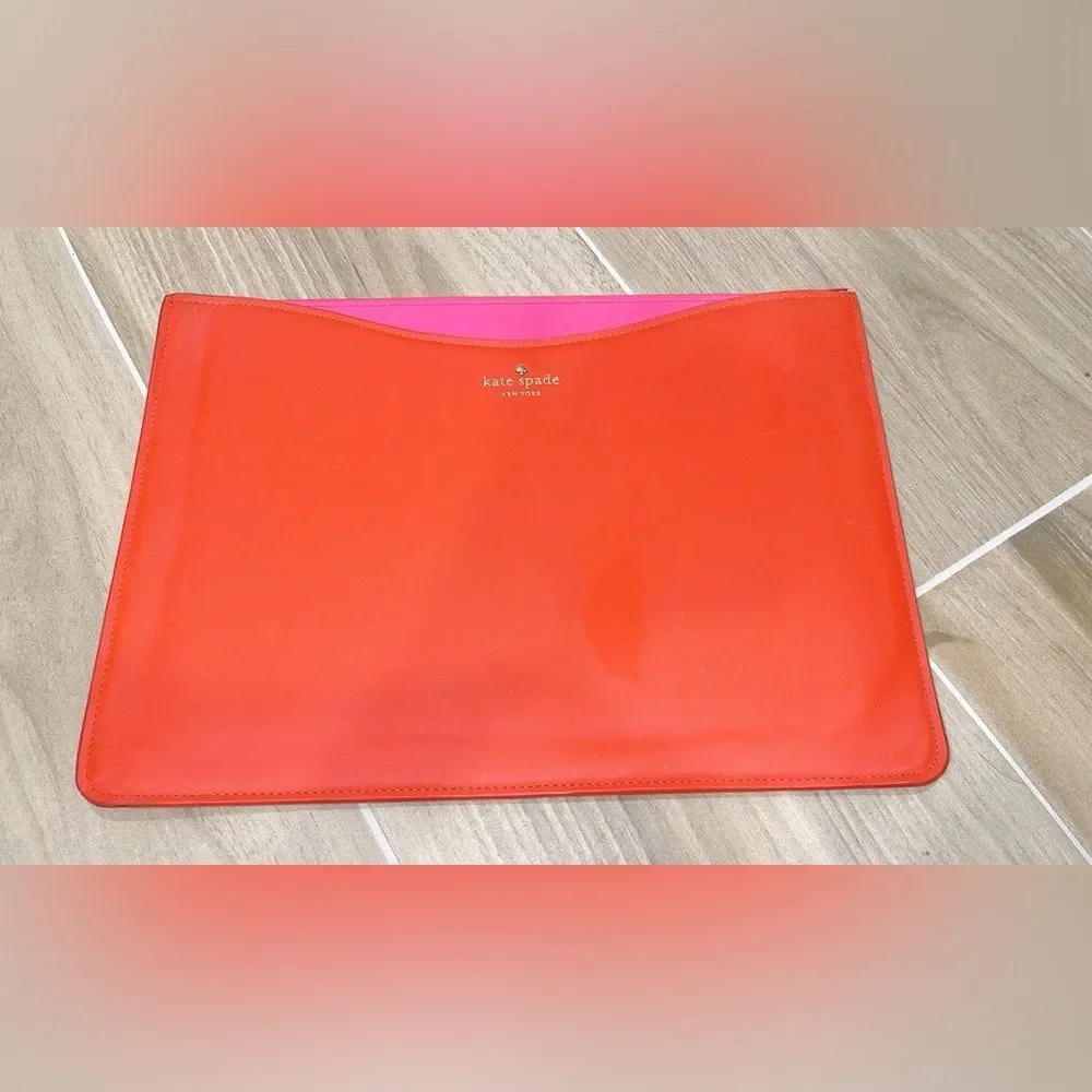 Kate Spade New York Laptop Sleeve Case Holder Protector Red/Orange Pink Interior